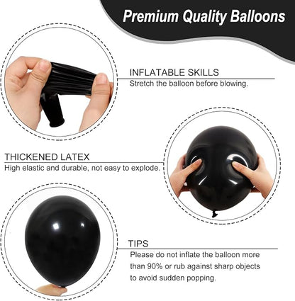 RUBFAC 135pcs Black Balloons Different Sizes 18 12 10 5 Inch - Image 3
