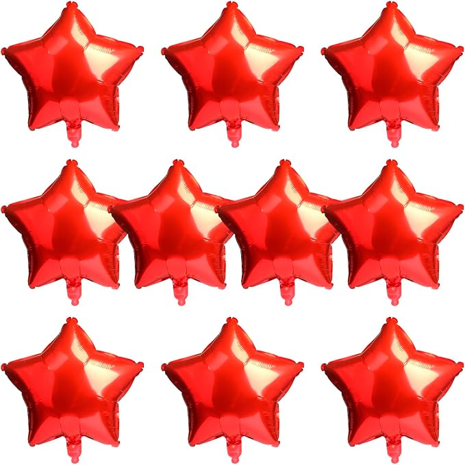 18 Inch Red Star Balloons, Aluminum Foil Balloon Mylar Balloon by MEETINGU