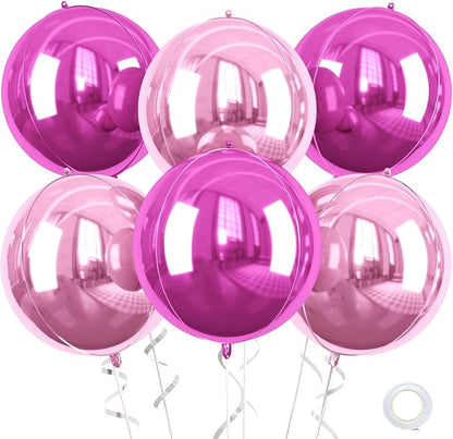 22 Inch Hot Pink Foil Balloons, Big Round Foil Balloon by Saxuxu