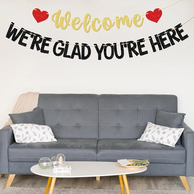 Welcome We're Glad You're Here Banner, Pre-strung | Glitter Church Welcome Sign - Image 6