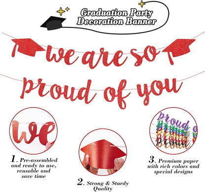 2026 Graduation Decorations Pre-Strung Blingbling We Are So Proud of You Banner - Image 2