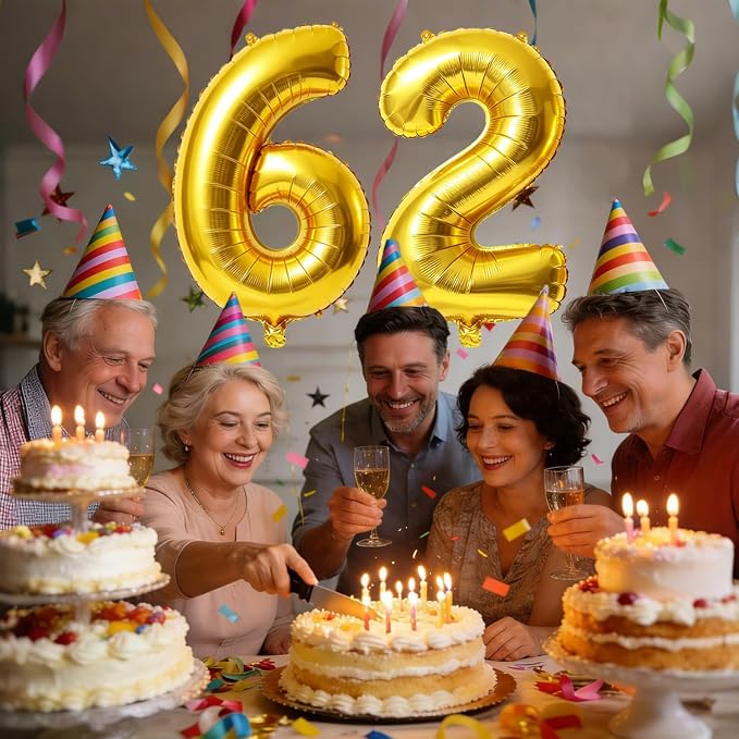 40 Inch Number 62 Balloons for 62nd Birthday Party Decorations, 0-100 Gold - Image 2