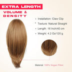 Ponytail Extension – 16” Claw Clip in Ponytail Hair Extensions Natural Soft Synthetic High Pony Tail Hairpieces for Women (Strawberry Blonde, 16 inch)