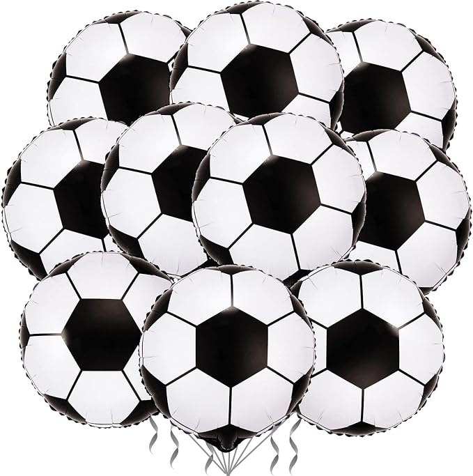 10 Pack 18 Inch Soccer Foil Balloons Football Helium Metallic Mylar Balloons by LHOAVWE