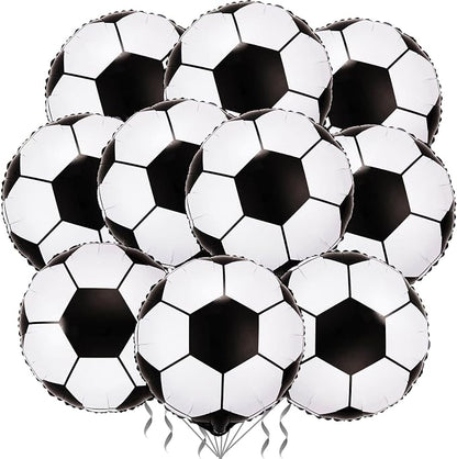 10 Pack 18 Inch Soccer Foil Balloons Football Helium Metallic Mylar Balloons by LHOAVWE