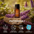 Gya Labs Patchouli Essential Oil - 0.34 Fl Oz - for Hair, Skin, Diffuser, Aromatherapy & DIY Candle Making Scent
