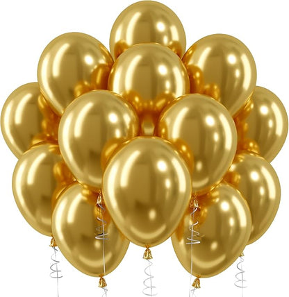 Metallic Gold Balloons, 12 Inch Chrome Gold Latex Party Balloons | 30 Pack Gold by Jobkoo