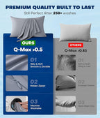 Ultra-Chill Cooling Pillowcase Set of 2 for Hot Sleepers, Softer Than Silk Pillow Cases for Protecting Hair & Skin, Breathable Bed Pillow Covers w/Zipper, Gifts for Women & Men(Light Gray, King)