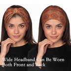 Cobahom 6 Pcs Wide Headbands for Women Non Slip Soft Fabric Hair Wrap Boho Head Bands Elastic Sport Hair Bands for Workout Yoga Running (Retro Flower)