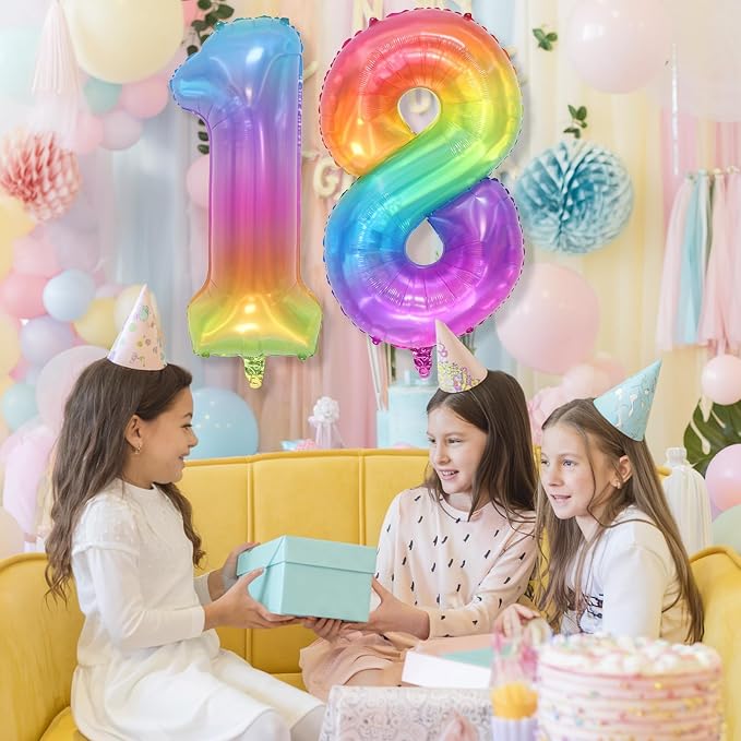 Foil 8 Balloon, Pastel Rainbow Number 8 Balloons - Image 5