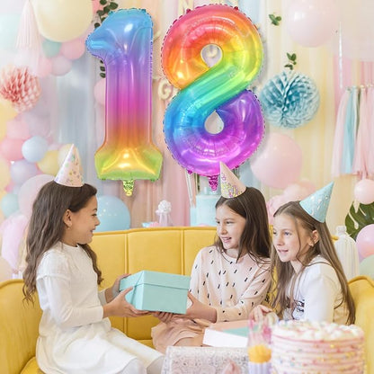 Foil 8 Balloon, Pastel Rainbow Number 8 Balloons - Image 5