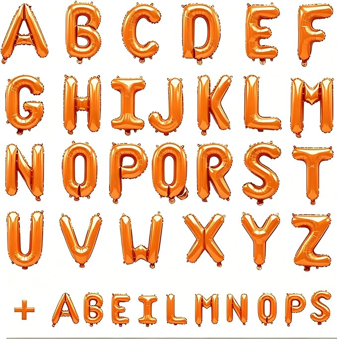 36 Pcs Orange Letter Balloons, Custom A-Z Set - Image 2