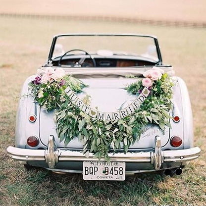 GuassLee JUST Married Banner Car Decorations, Photo Props and Car Decorations - Image 6