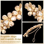 Joez Wonderful Rhinestone Hair Clips, Bridal Hair Accessories for Women, Sparkly Crystal Hair Pins, Fancy Hair Barrettes for Wedding, Bride, Long Hair (Champagne Flower, 1 Pcs)