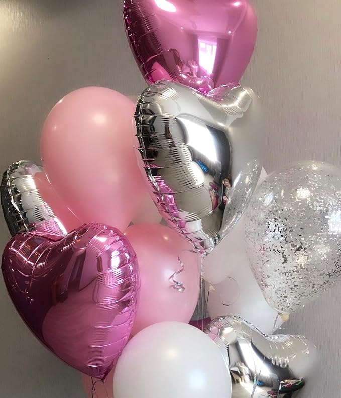 Biapian Silver Heart Balloons, Baby Shower - Image 6