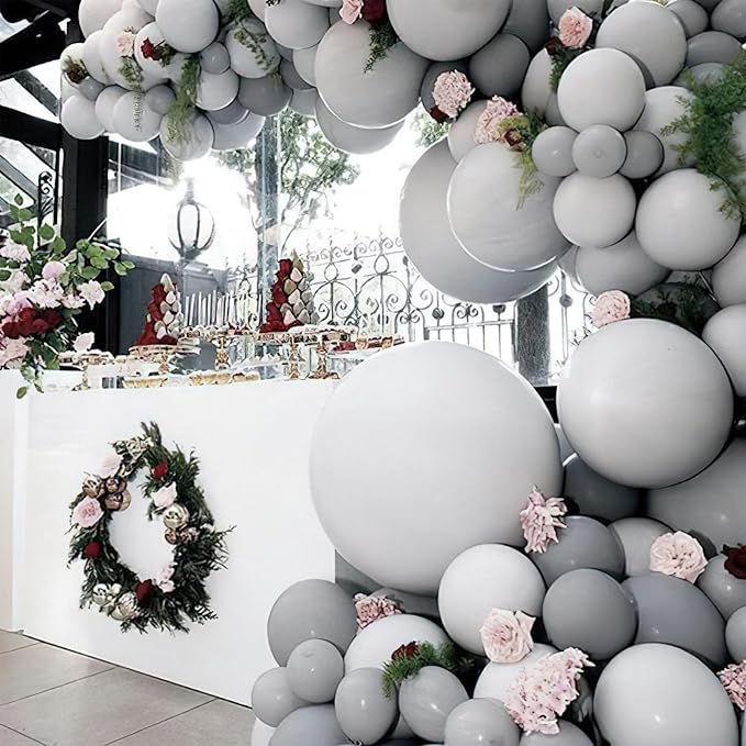 PartyWoo Gray Balloons 50pcs Matte Grey Latex Helium Balloons 12 Inch | Baby - Image 5