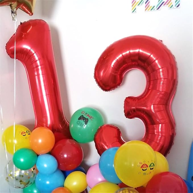 Red 1 Balloon Number for 1st Girls Birthday, 40 Inch Number Foil Balloons 0-9 - Image 4