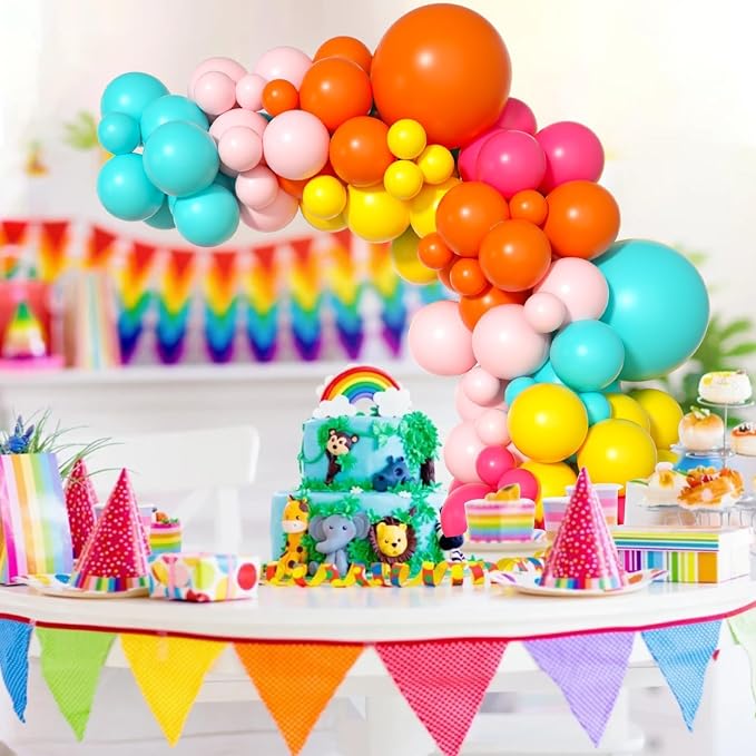 Pink Yellow Orange Balloon Garland, Balloons - Image 4