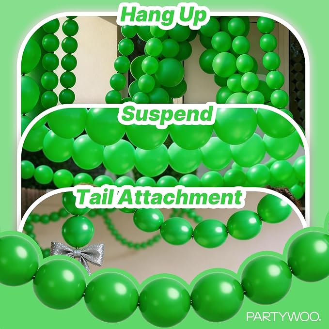 PartyWoo Green Linking Balloons 100pcs 6 Inch Green Link Balloons | - Image 6