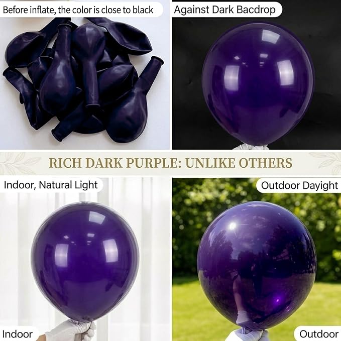 114pcs Dark Purple Balloons, 18 12 10 5 Inch Different Sizes Balloon | Balloons - Image 2