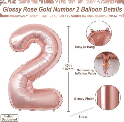 Rose Gold Number 12 Balloon 40 Inch, Stunning Blush Foil - Image 4