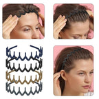 LAPOHI 8 PCS No Slip Fashion Plastic Headbands with Wide Teeth Comb Multicolour Skinny Hair Accessories for Women Men Teen Girls, Morandi Wave Shape Hair Bands for Thick Hair