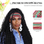 Head Bands for Women's Hair - Non-Slip Wide Yoga Head Wrap, 4 Pack African Print Workout Turban for Natural Hair, Braids, Dreadlocks & Protective Styles