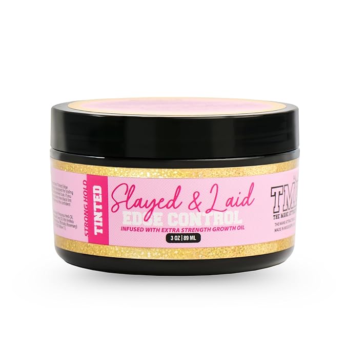 The Mane Attraction Black Edge Control Tinted– 3oz | Edge Gel for Thinning Hairlines | Flake-Free Growth Gel with Strong Hold for Natural Styles