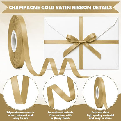 3/8In 30Yards Thin Gold Ribbon for Gift Flower Bouquet Graduation Christmas | - Image 3