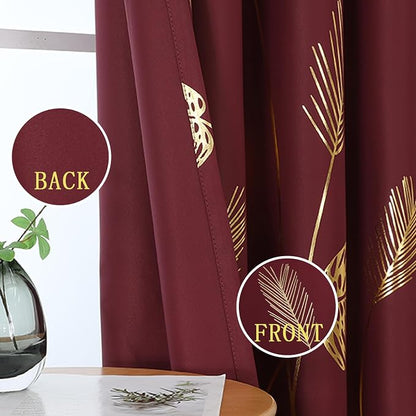 Burgundy Red Blackout Curtains for Living Room 96 Inches Long, Room Darkening - Image 4