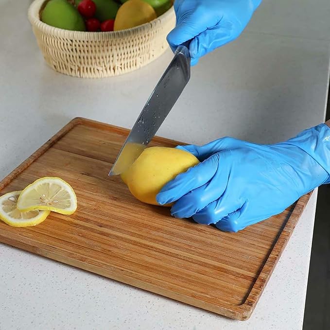 Disposable Gloves Small, Nitrile and Vinyl Blend Material Gloves, Latex Free 4 Mil 200 Pc Food Grade Glove for Cleaning, Food Prep, Hair Dye, Tattoo, Blue