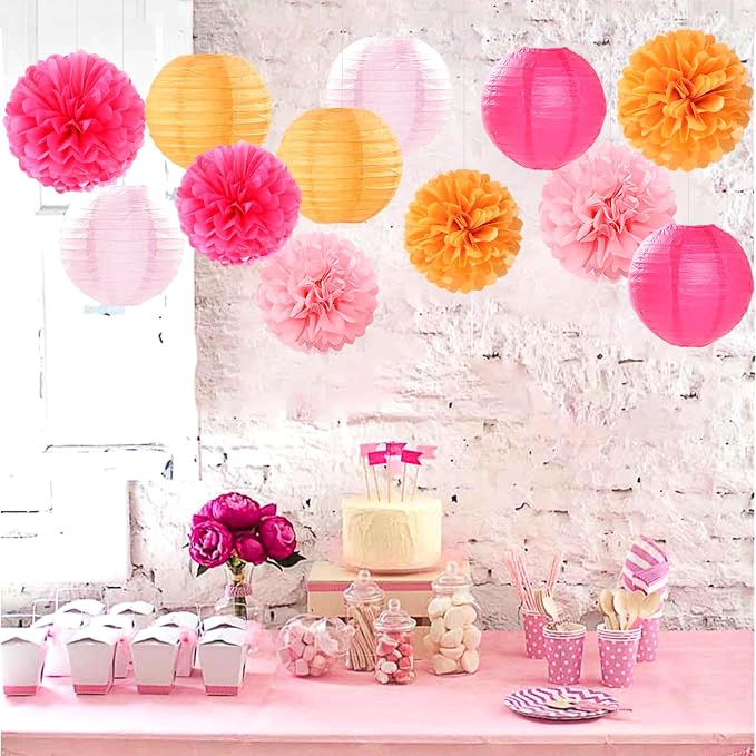 Hot-Pink Orange Fall Birthday Party-Decorations - Image 6
