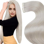 LaaVoo Blonde Tape in Hair Extensions Human Hair 28 Inch Long Invisible Hair Extension Tapes in Platinum Blonde Tape ins Human Hair Extensions for Women 20pcs 50g