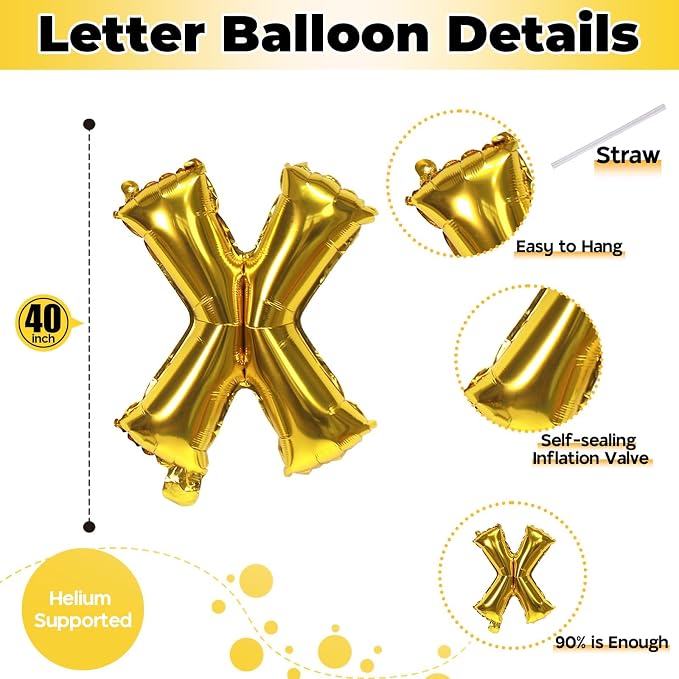Giant X Alphabet Balloon Letters, 40 Inch Helium Mylar Foil Name Word Balloons - Image 2