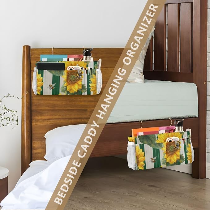 Bedside Caddy Metal Frame Hanging Organizer Bunk Bed Dorm Accessories Hook And - Image 7