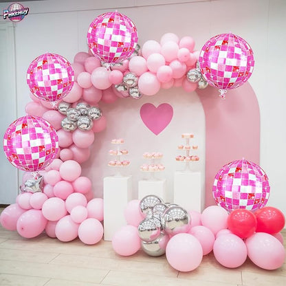 6pcs 22 Inch Pink Disco Ball Balloons, 4D Large Foil Aluminum Balloon - Image 6