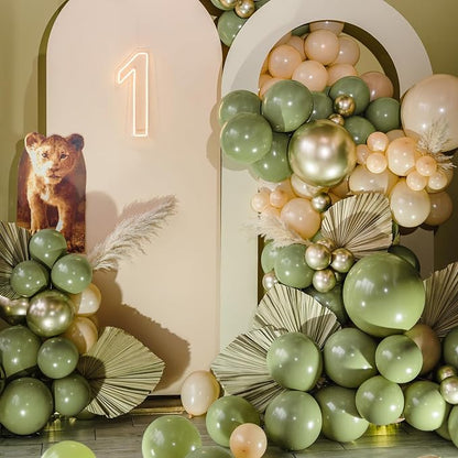 RUBFAC Sage Green Balloons 129pcs Different Sizes 18 12 10 5 Inch, Olive Green - Image 5