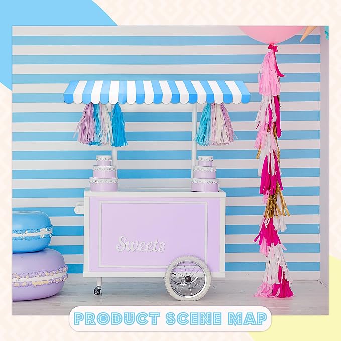 Boao 4 Pack Blue and White Awning Decoration 3D Stripe Cardboard Awning - Image 4