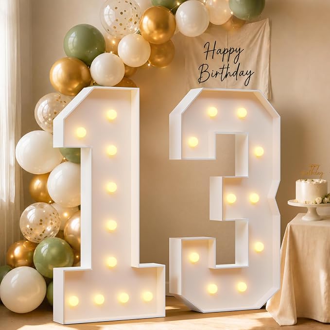 4FT Light Up Marquee Number 13 Warm White Light | Party Decor by Letsmakeitimpressive