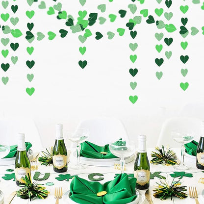 Green Party-Decorations Heart Paper-Garland Streamers-Banner - 52Ft St Patricks - Image 4