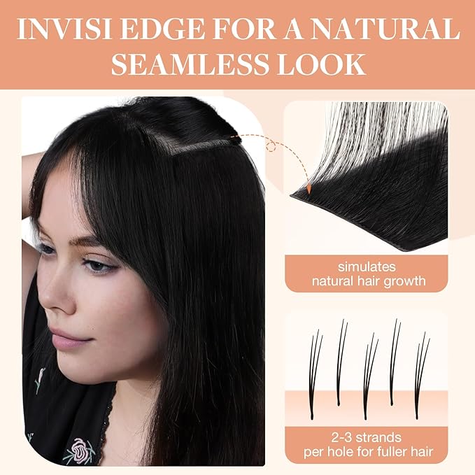 GOO GOO Invisi Edge Tape in Hair Extensions Human Hair, 1D/2C/4E Chocolate Dip Color Melt, 6pcs 10inch 15g, Virgin Remy Hair, Seamless Injected Tape, Natural Look