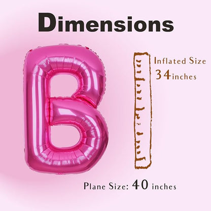 SUWEN 40 Inch Hot Pink Large B Letter Balloons Big Foil Helium Letter A-Z | - Image 4