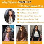 26 Inch Deep Wave Lace Front Wigs Human Hair 13x6 HD Transparent Lace Front Wigs Human Hair 200% Density Deep Curly Glueless Wigs Pre Plucked with Baby Hair for Women