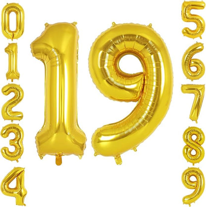 40 Inch Gold Number 19 Foil Balloon by TNCDJKPA
