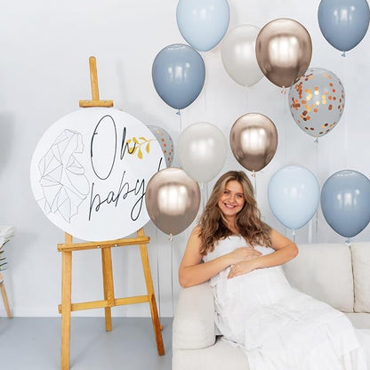 68Pcs Dusty Blue and Champagne Gold Balloons 12 Inch Sand White Pastel Baby - Image 4