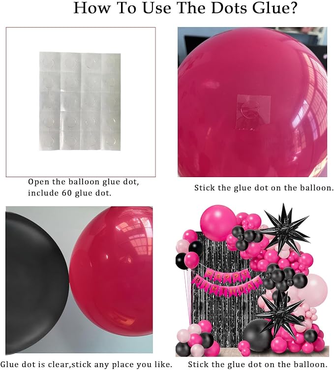 Pink Balloon Garland Arch Kit | Hot Pink Black Rose Red Balloon Garland - Image 6