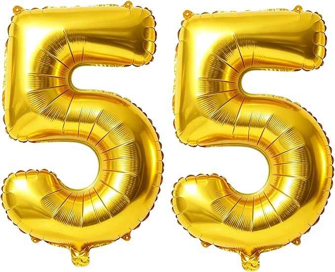 40 Inch Number 55 Balloons for 55th Birthday Party Decorations, 0-100 Gold by FOBELEC