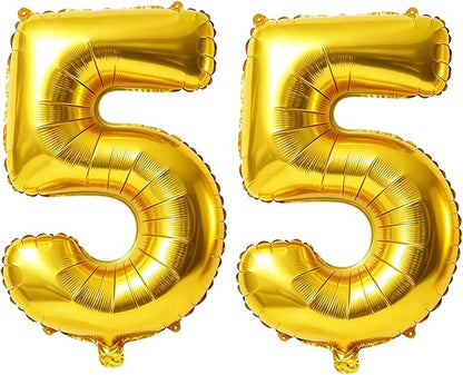 40 Inch Number 55 Balloons for 55th Birthday Party Decorations, 0-100 Gold by FOBELEC