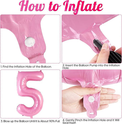 Pink Number 5 Balloon 40 Inch, Big Large Foil Helium Number Balloons, Jumbo - Image 7