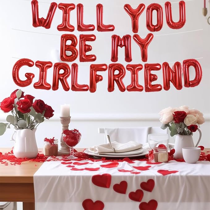 TONIFUL 16 Inch Red Will You Be My Girlfriend Letter Balloons Be My Girlfriend - Image 3